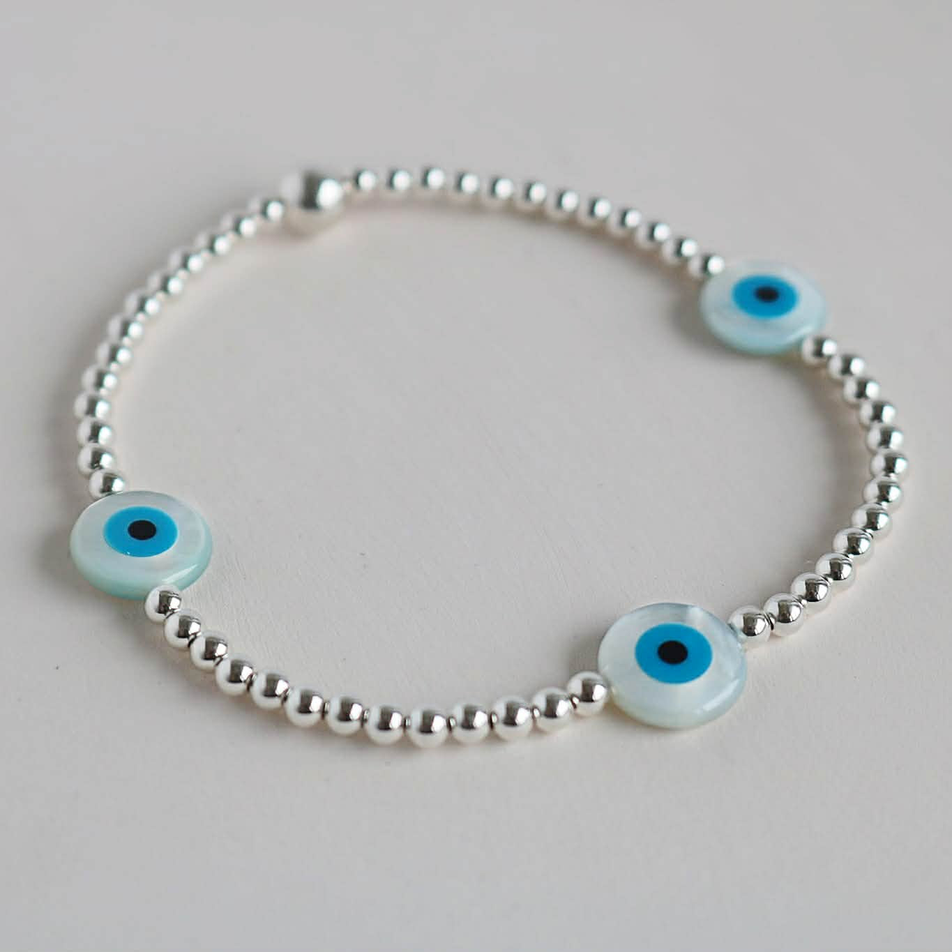 The Evil Eye Bracelet | 14K Gold-Filled Bracelet With Mother of Pearl Evil Eye Beads