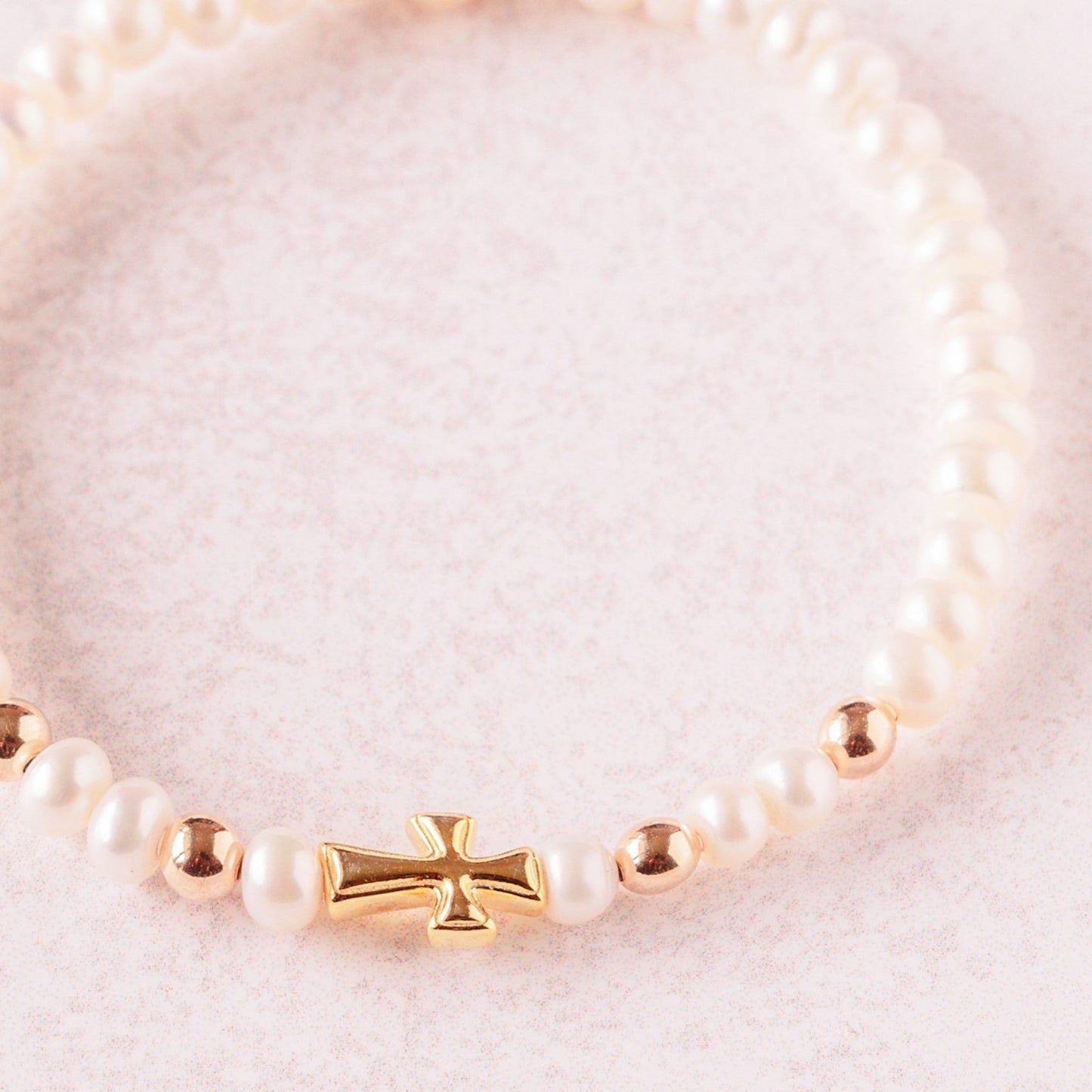 Religious Bracelet | 14k Gold Filled Beads with Freshwater Pearls