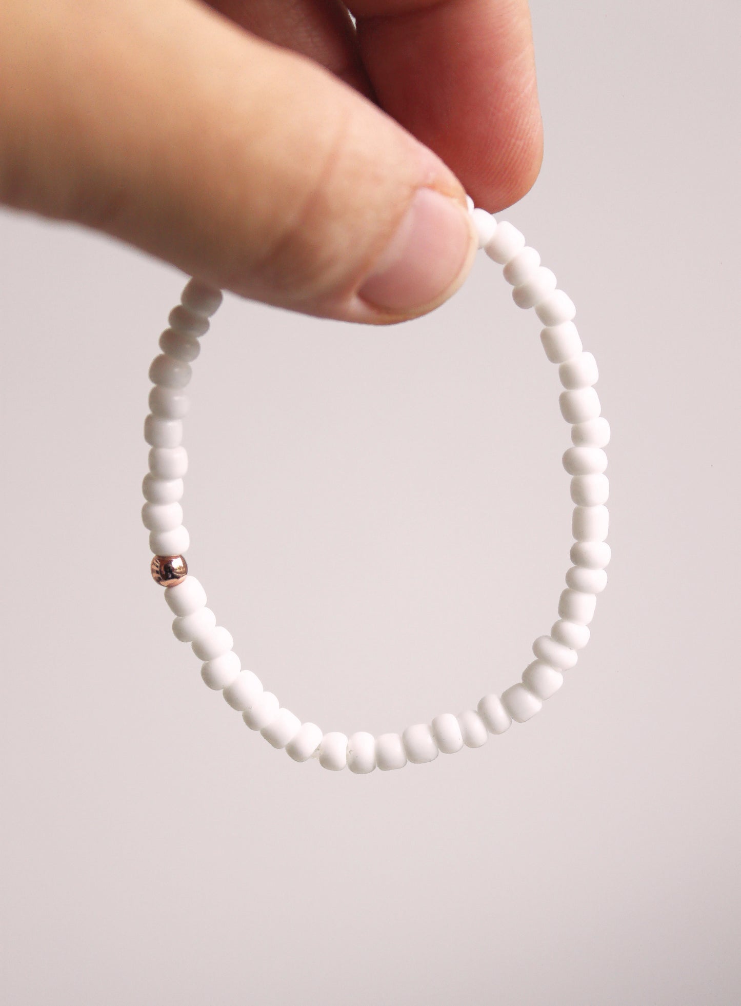 THE LIFE PATH COLLECTION Beaded Bracelet | 14K Rose Gold Filled Beads & White Glass Beads