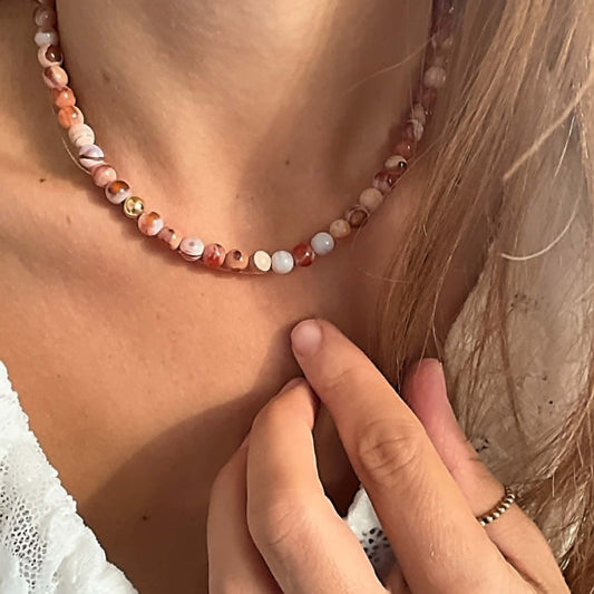 6mm Smooth Round Gobi Agate Necklace