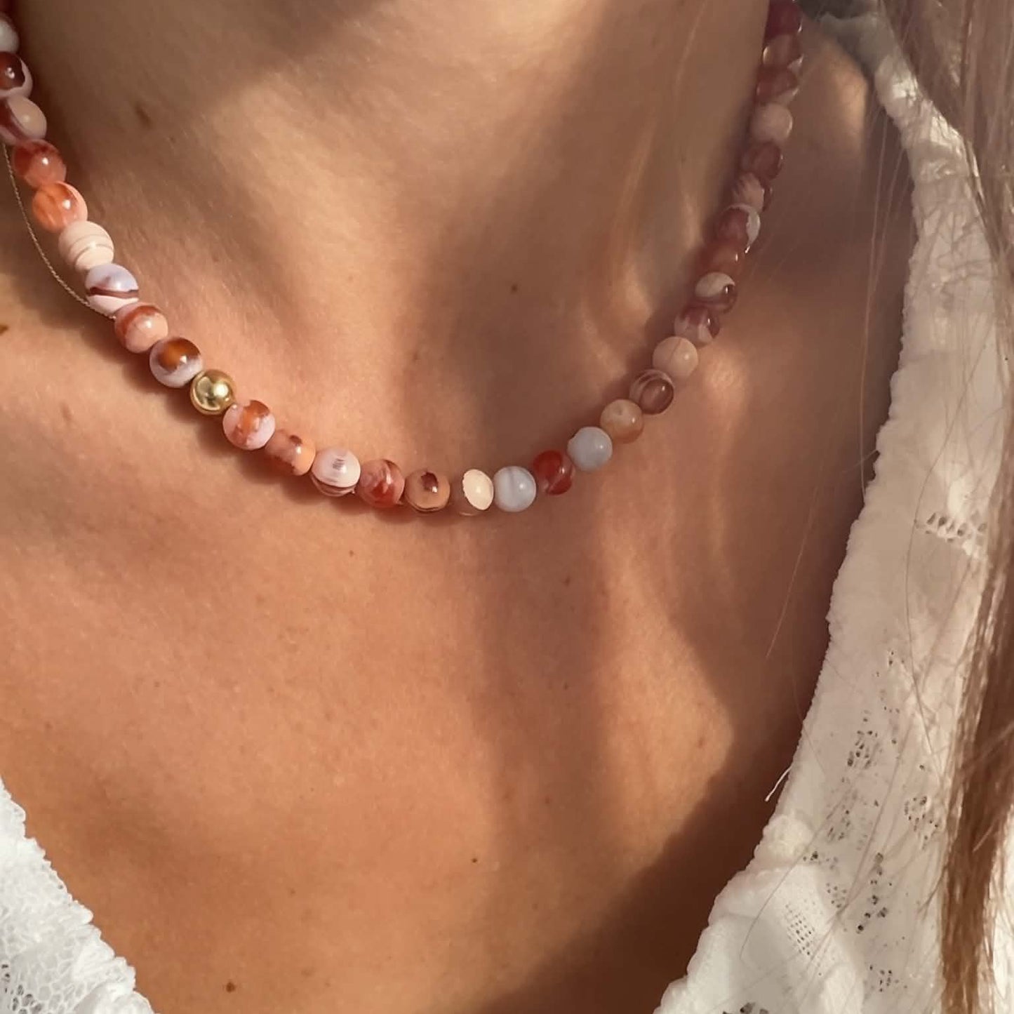 6mm Smooth Round Gobi Agate Necklace