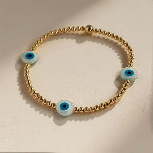 The Evil Eye Bracelet | 14K Gold-Filled Bracelet With Mother of Pearl Evil Eye Beads