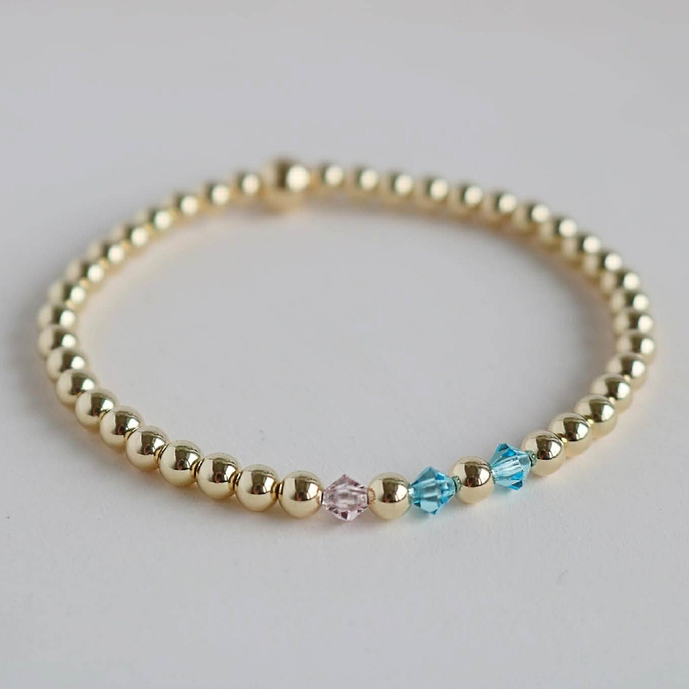 The Gender Bracelet | 14K Gold-Filled With Crystal Pink Rose & Sky Blue Beads