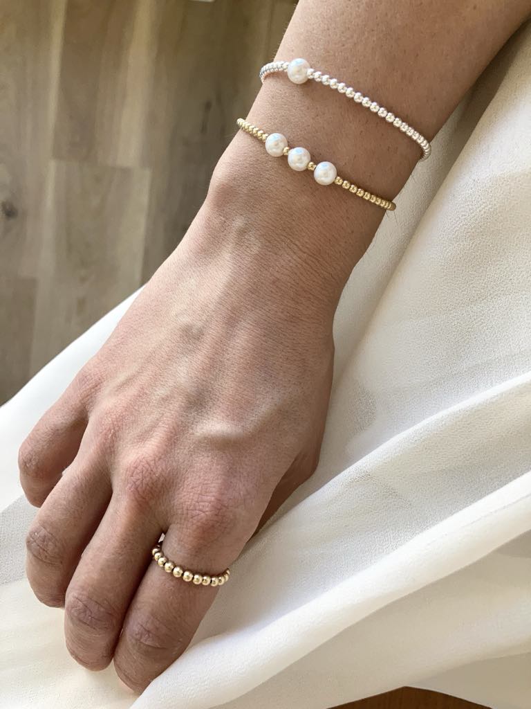 Legacy | Gold Bracelet With Round Natural Pearl Beads