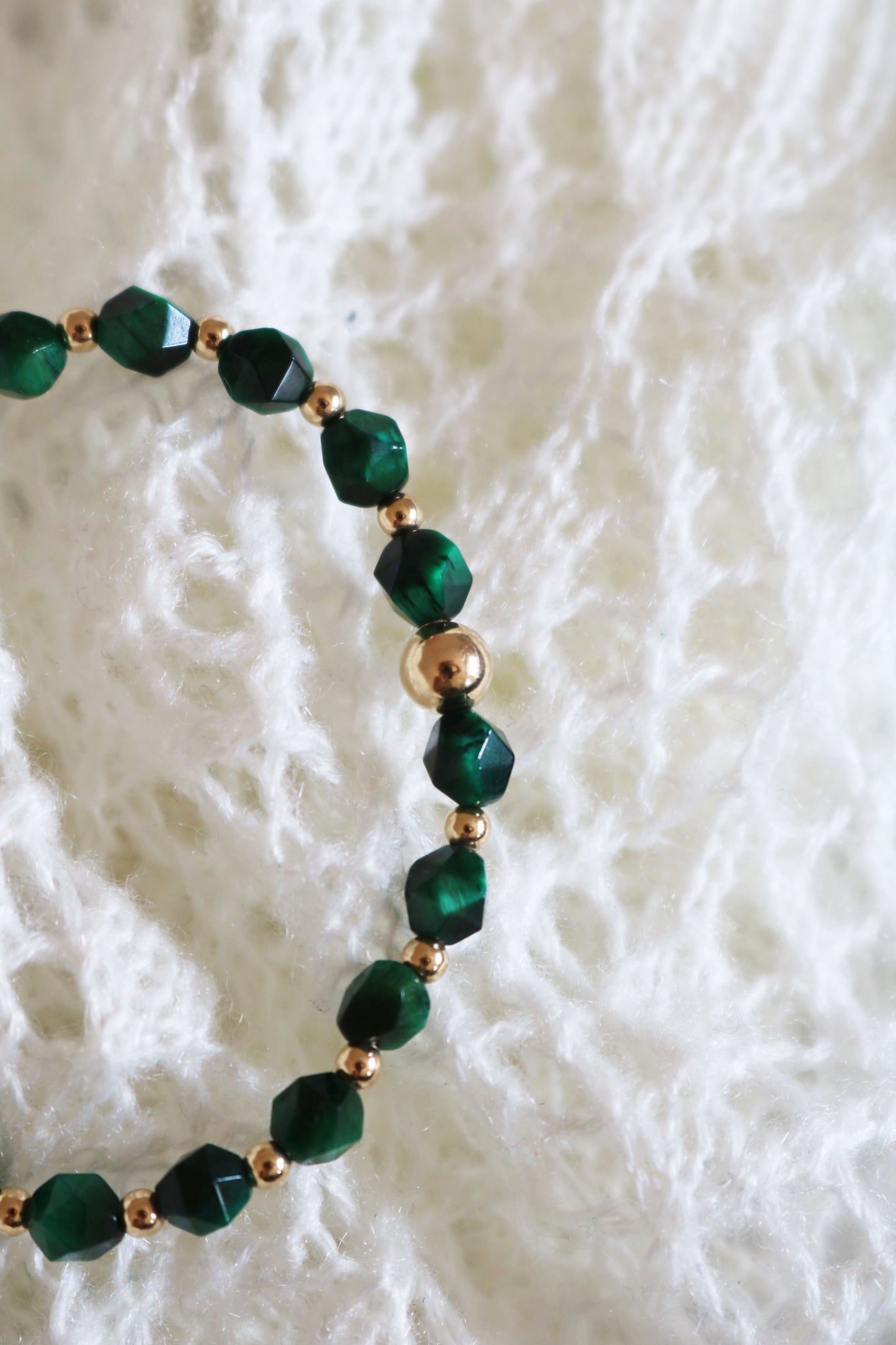 Green Tigers Eye and Gold | May Birthstone