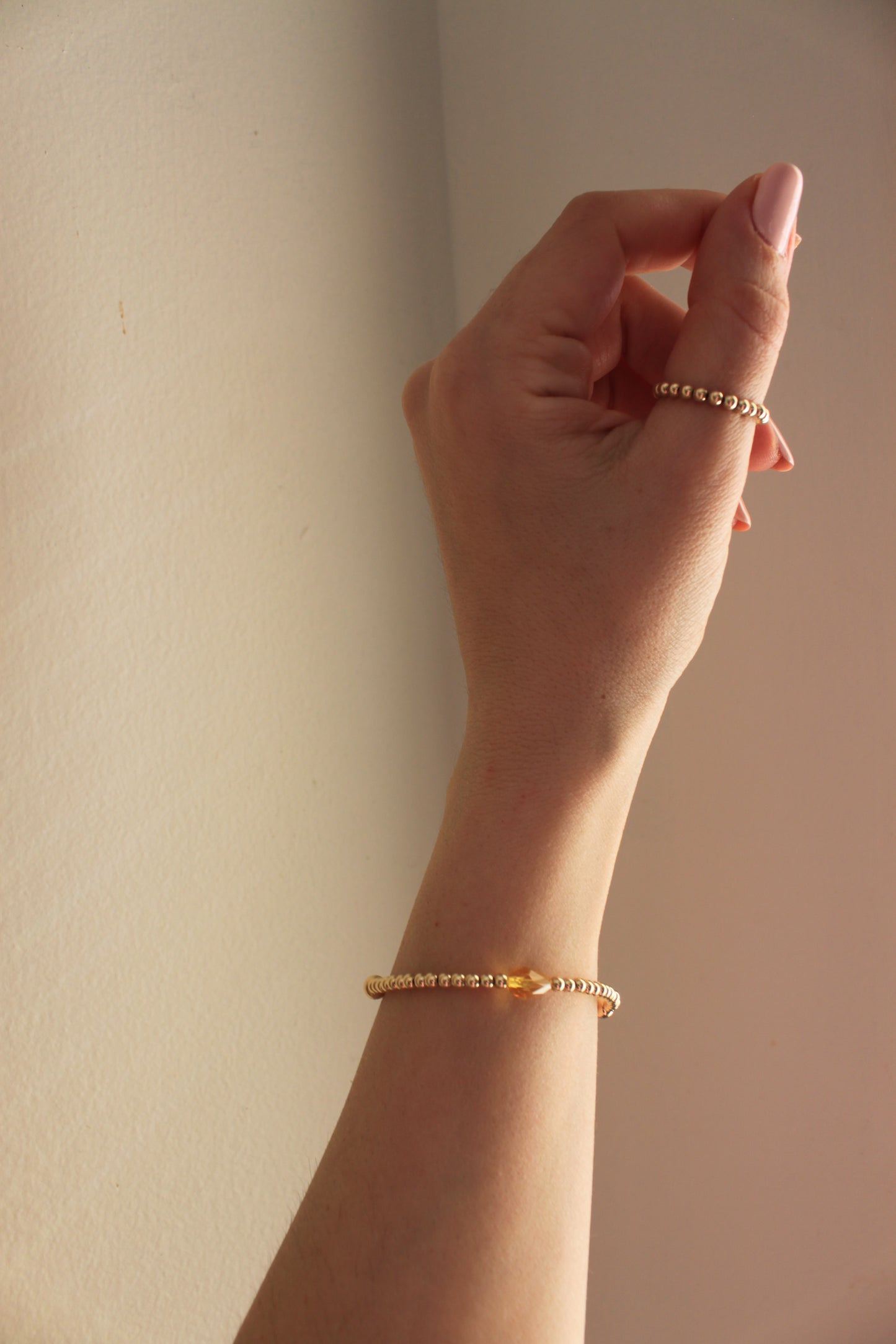 November Birthstone | Gold Bracelet With Swarovyski Topaz Crystal Bead