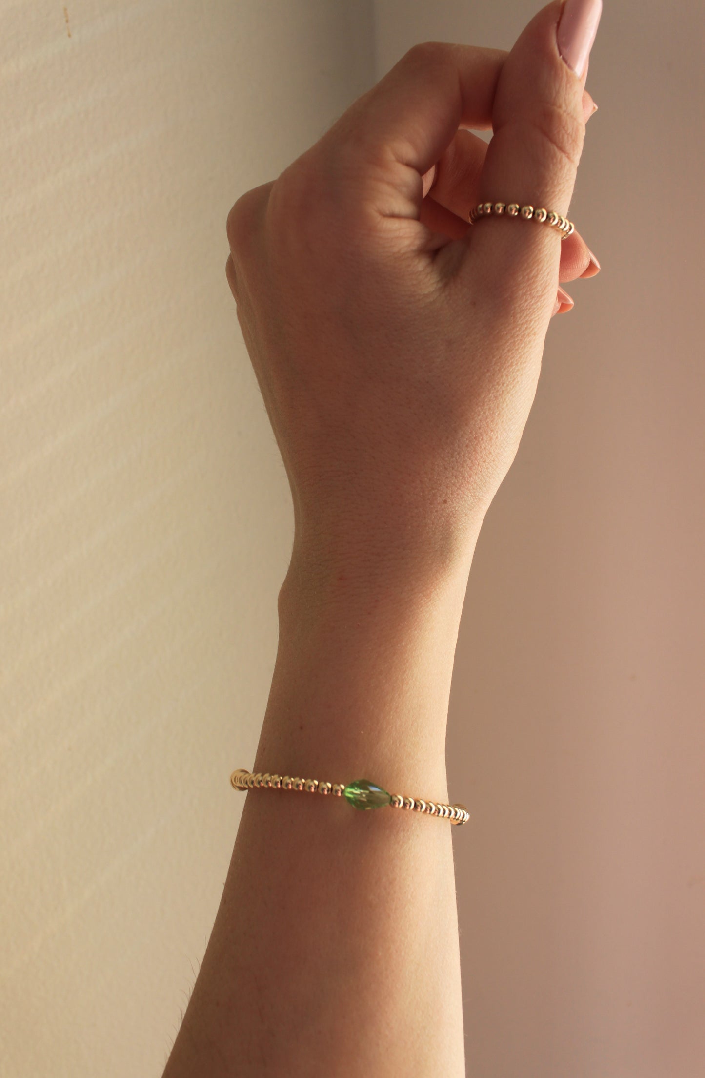 August Birthstone | Gold Bracelet With Swarovyski Peridot Crystal Bead