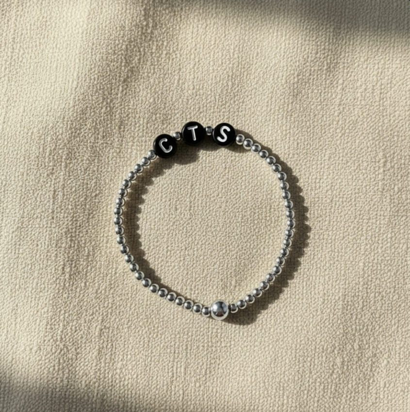 The Names We Carry | 14K Gold-Filled Bracelet With Black Letter Beads