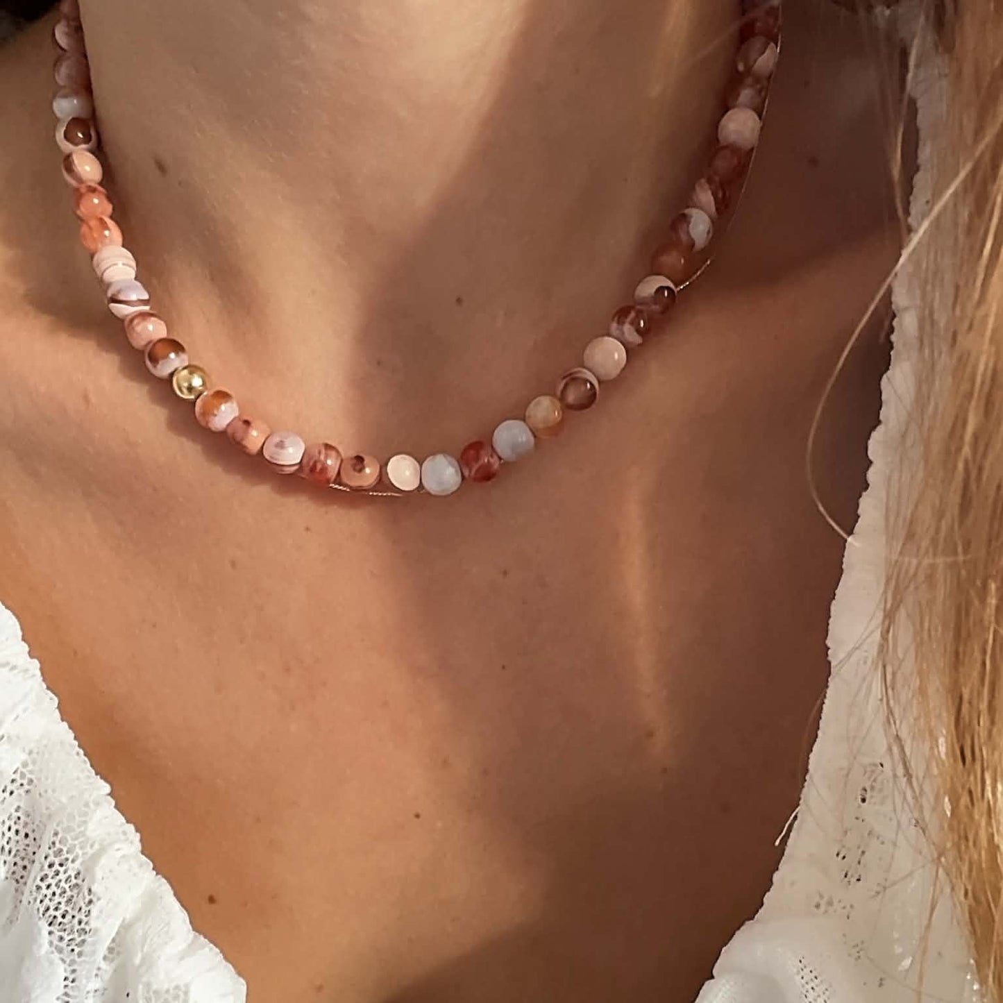 6mm Smooth Round Gobi Agate Necklace