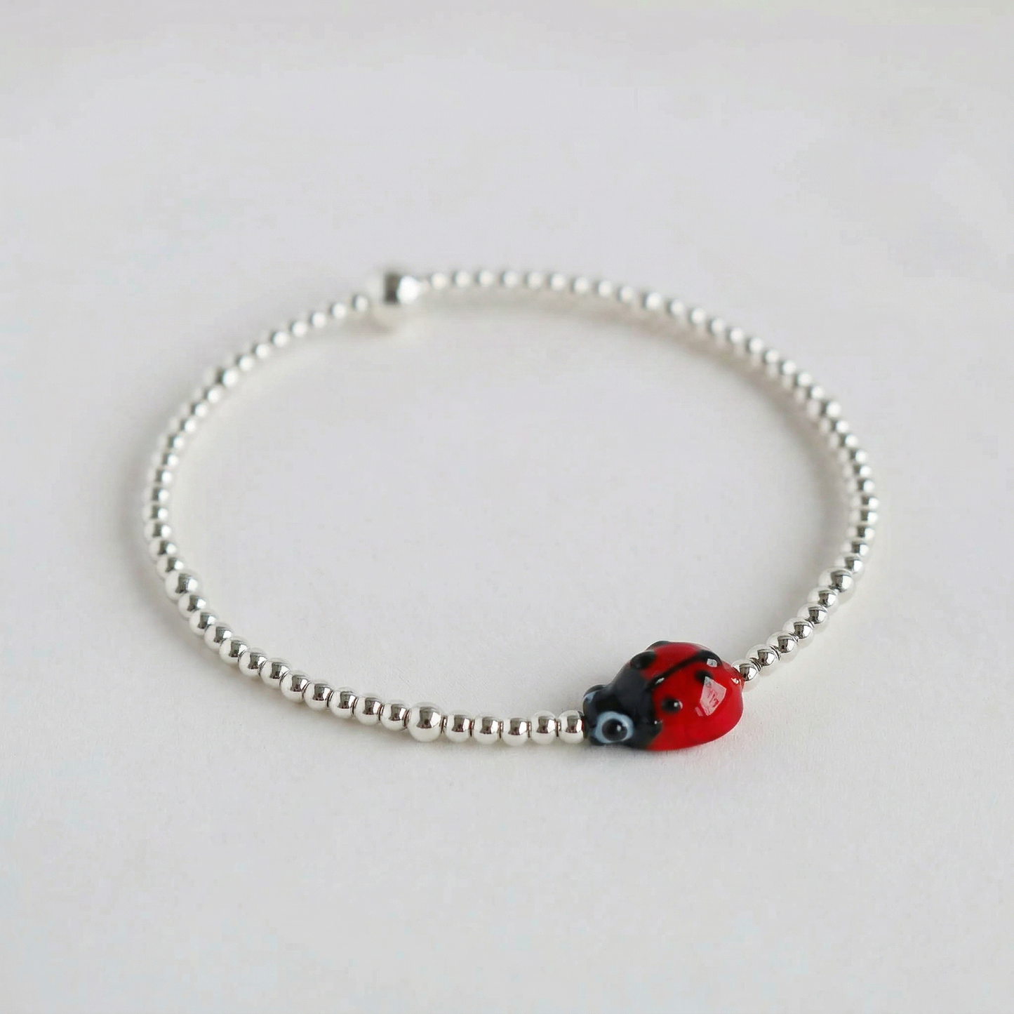 Ladybug Bracelet with Glass Bead |  14K Gold-Filled & 925 Sterling Silver