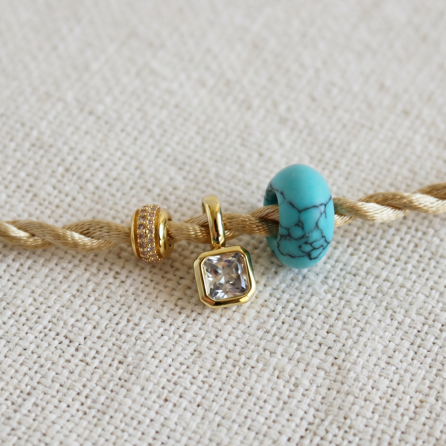 The Capri Necklace |  Silk Rope With Turquoise & CZ Pendant