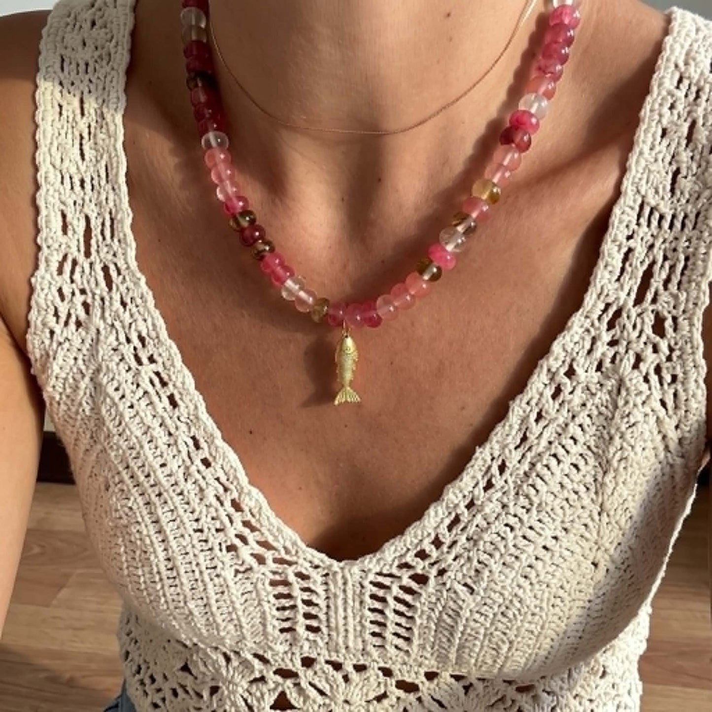 The Saint Tropez Necklace |  With Gold-Plates Fish Pendant