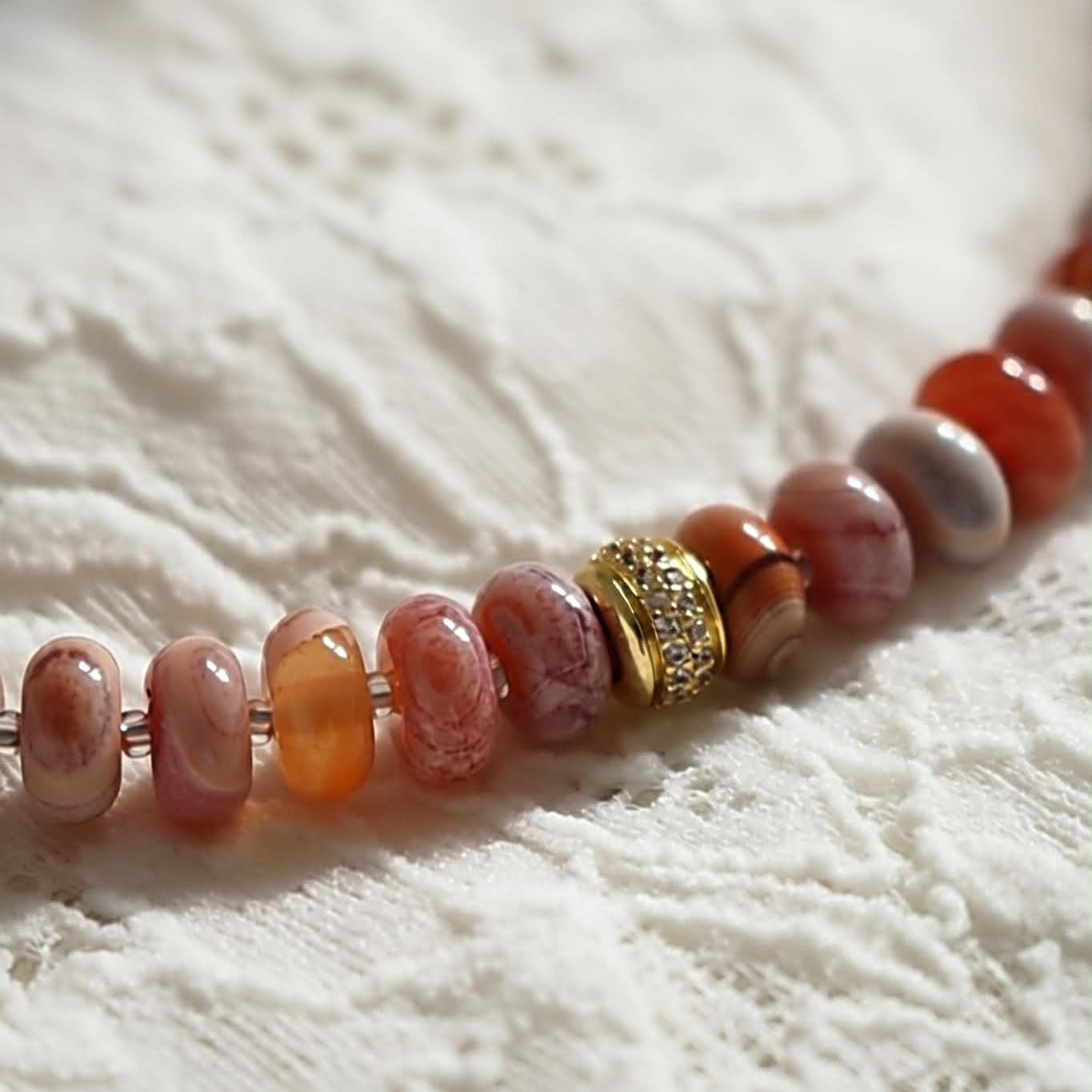 8mm Smooth Rondelle Gobi Agate Necklace