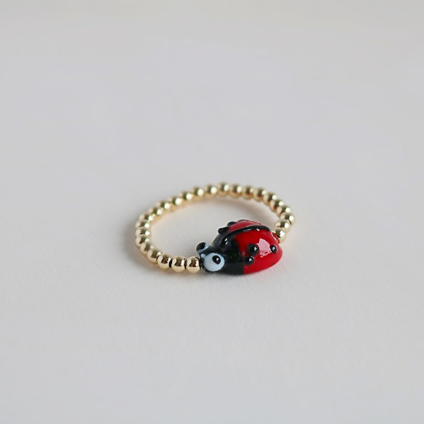 Ladybug Beaded Ring | 14k Gold-Filled