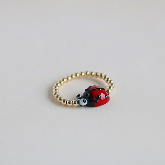 Ladybug Beaded Ring | 14k Gold-Filled