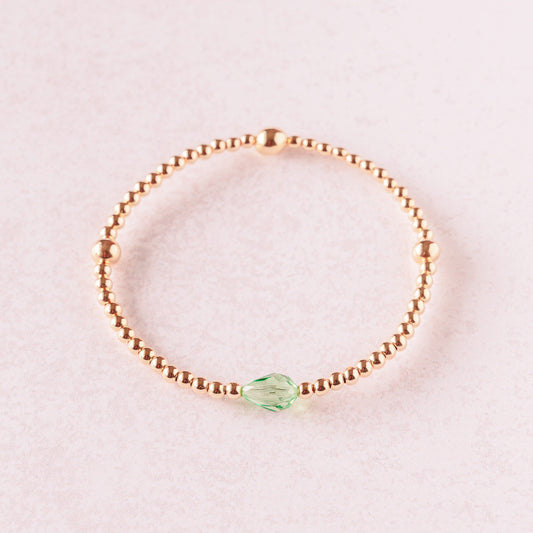 August Birthstone | Gold Bracelet With Swarovyski Peridot Crystal Bead