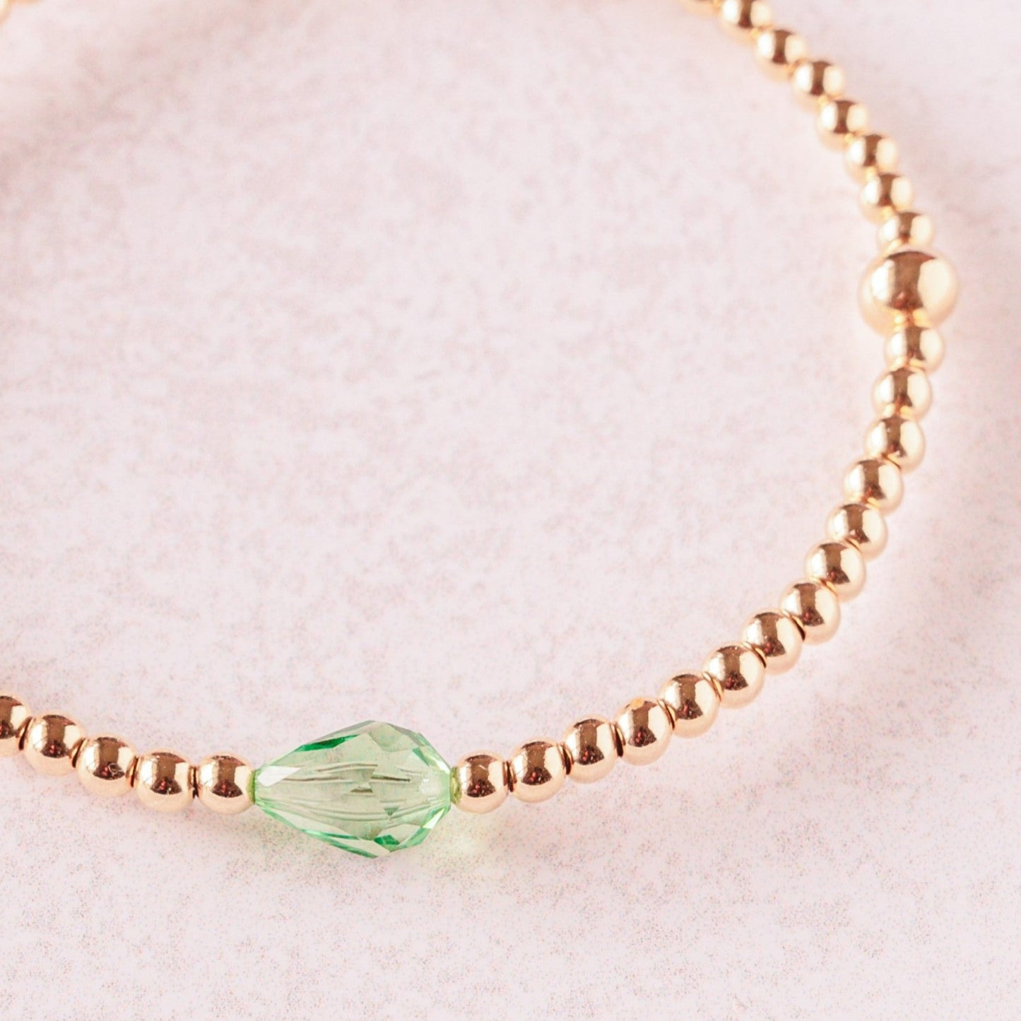 August Birthstone | Gold Bracelet With Swarovyski Peridot Crystal Bead