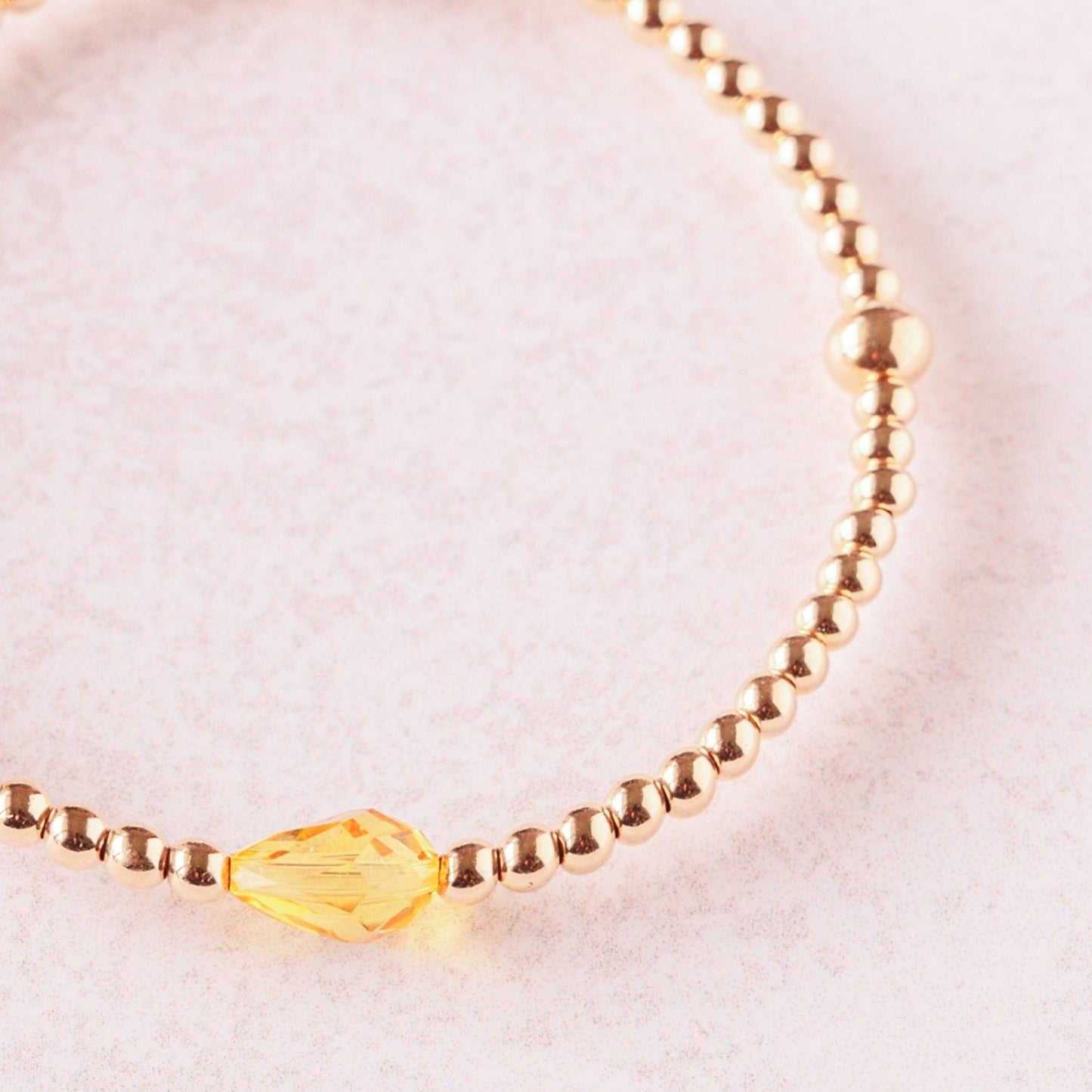 November Birthstone | Gold Bracelet With Swarovyski Topaz Crystal Bead