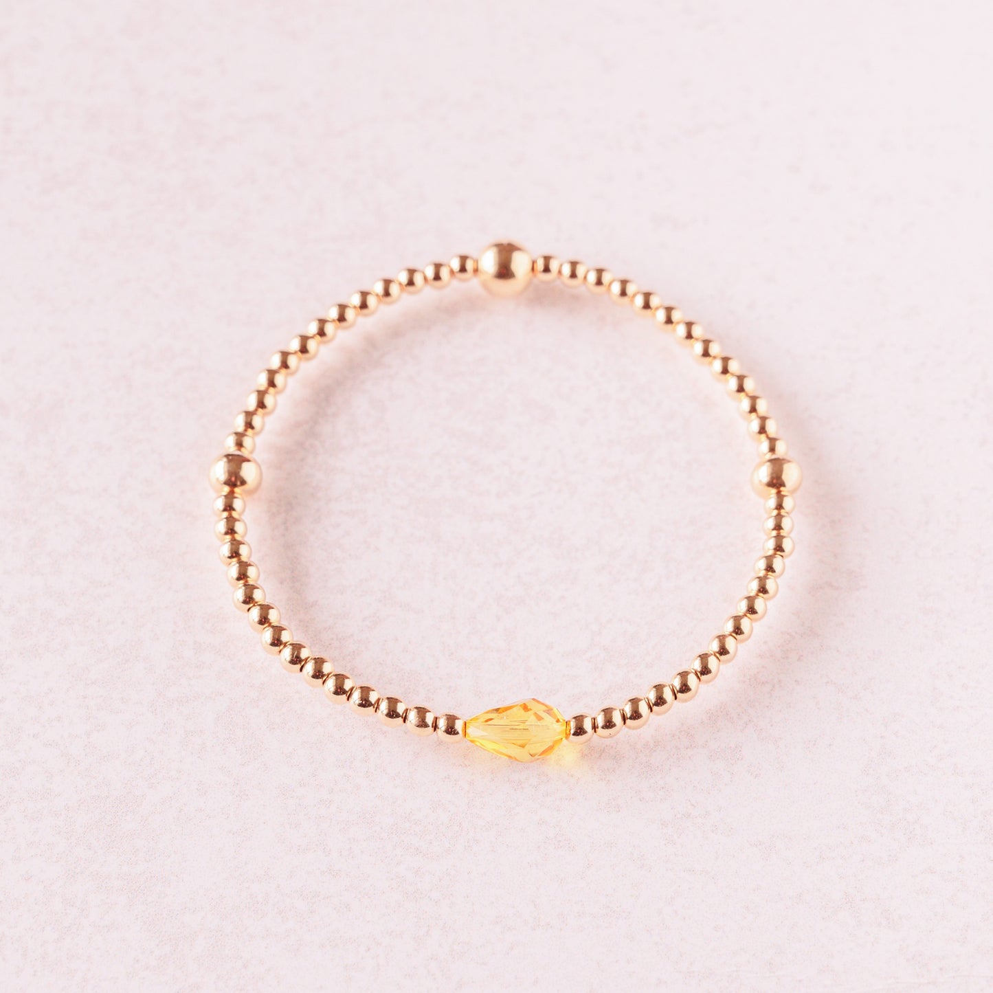 November Birthstone | Gold Bracelet With Swarovyski Topaz Crystal Bead