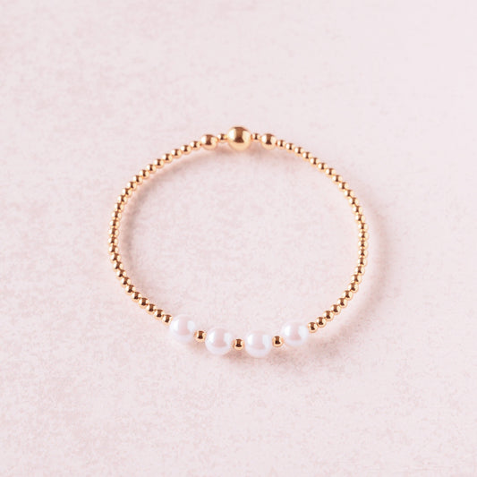 Legacy | Gold Bracelet With Round Natural Pearl Beads