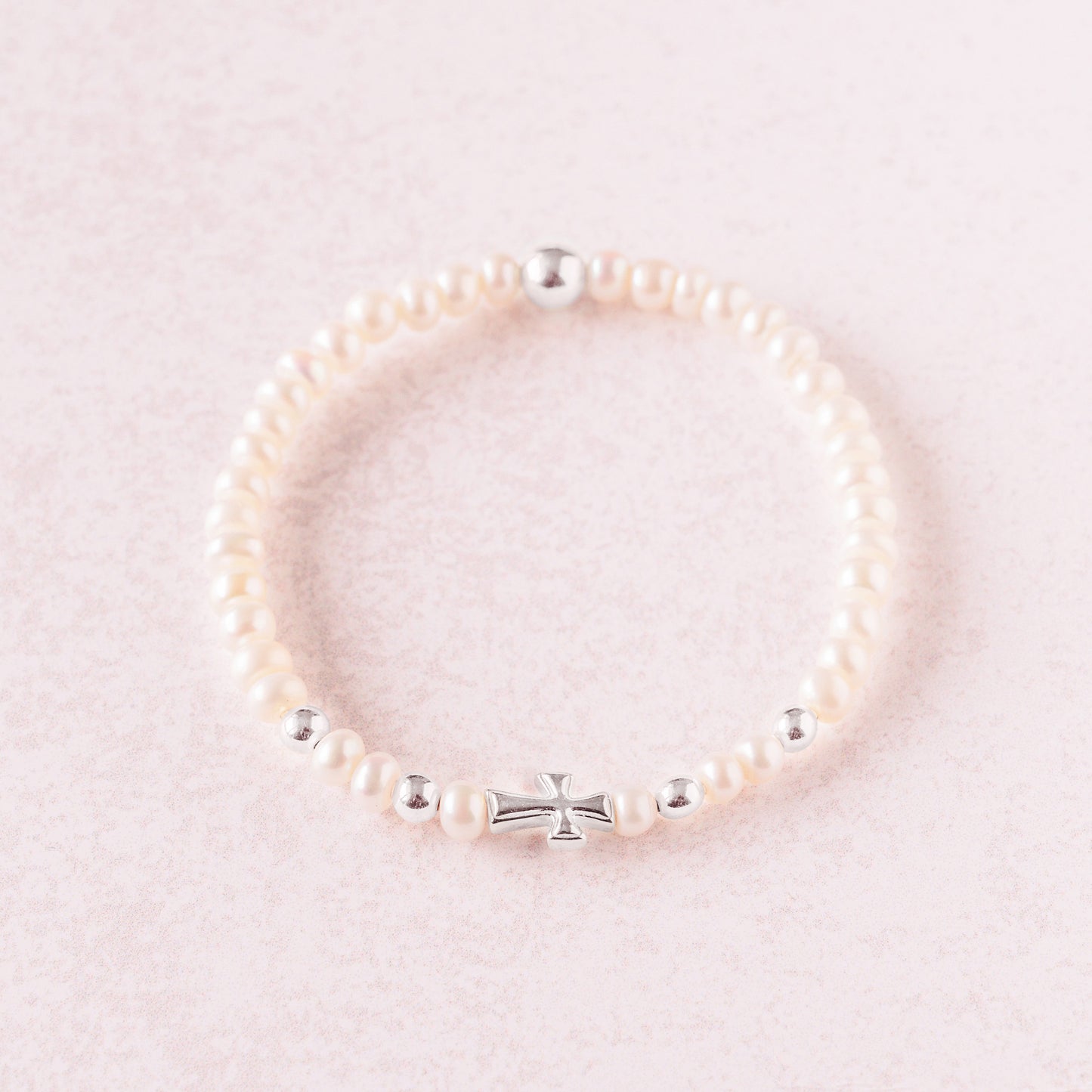 Religious Bracelet | Silver Beads with Freshwater Pearls