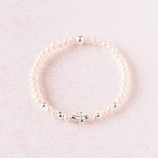 Religious Bracelet | Silver Beads with Freshwater Pearls