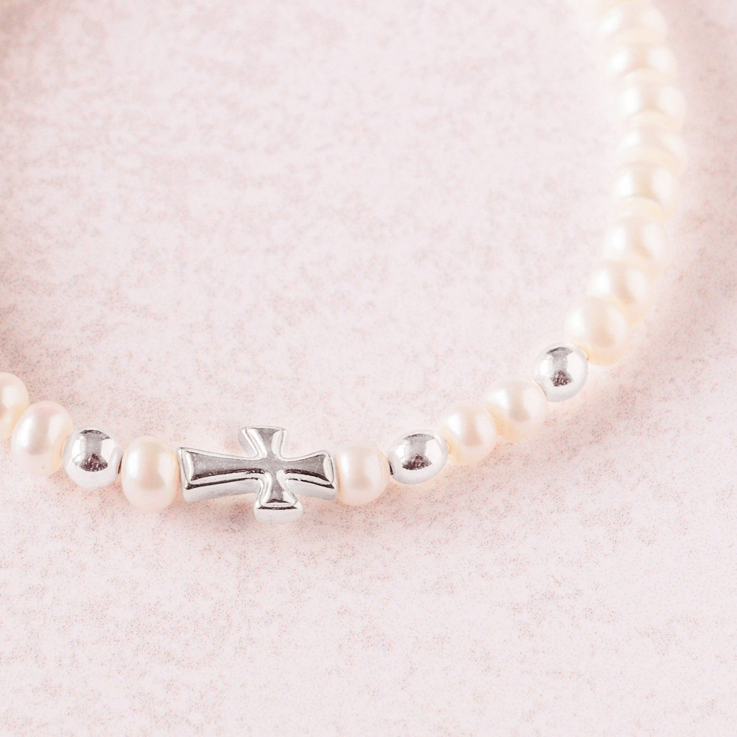 Religious Bracelet | Silver Beads with Freshwater Pearls