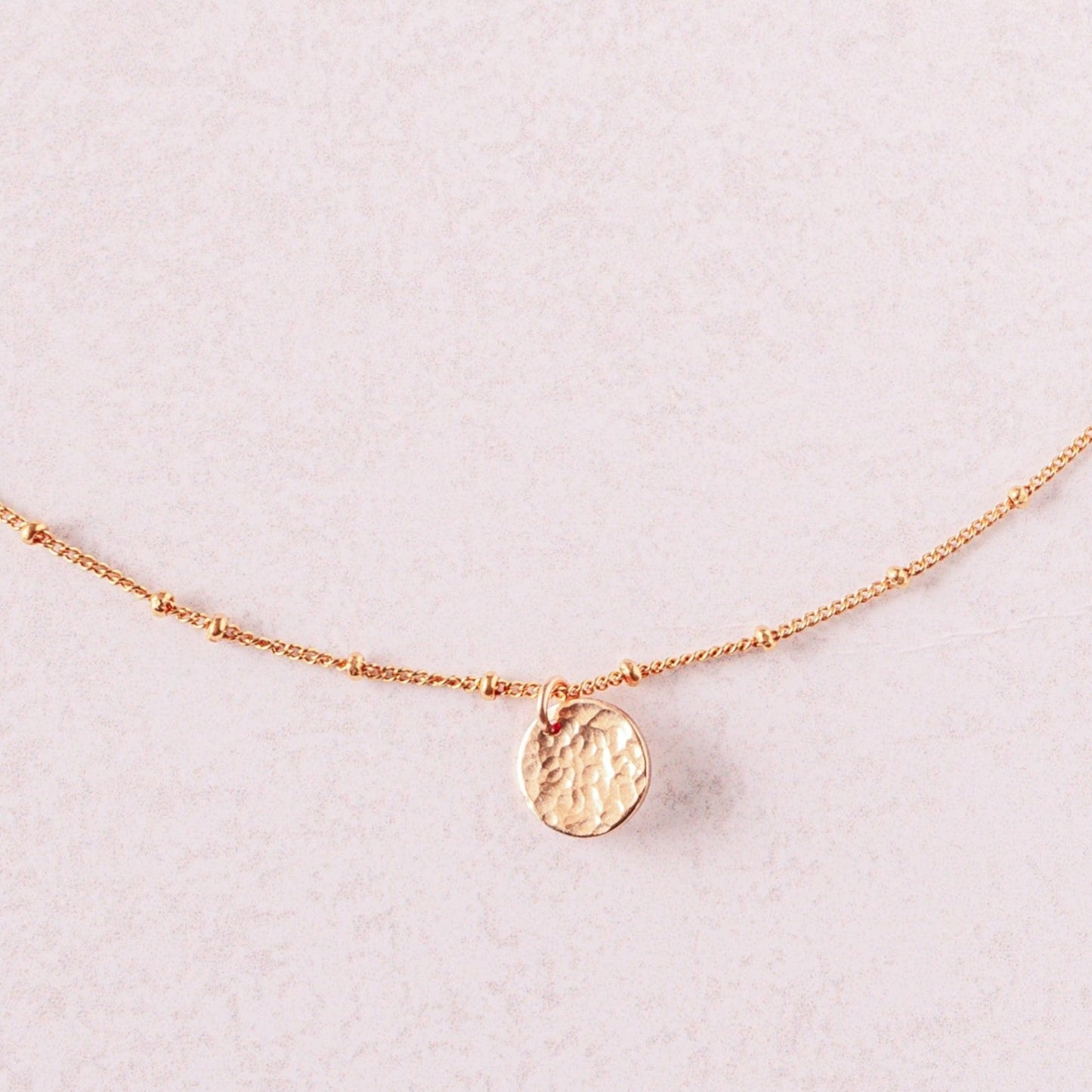 Satellite Chain Necklace with Stamped Medallion